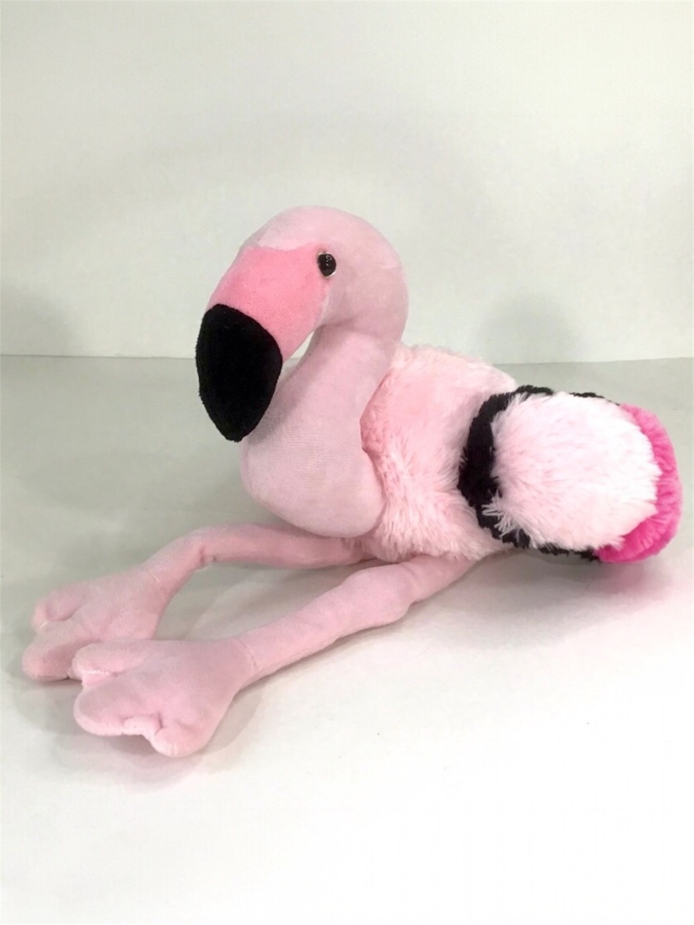 Fiesta Flamingo Plush 15” Stuffed Animal Dangly Legs Beanbag Bottom Pink & Black
